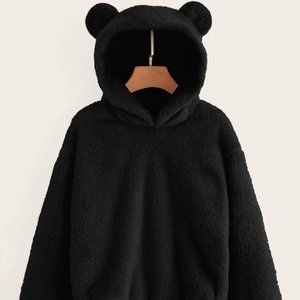 Fuffy hoodie with cute bear ears